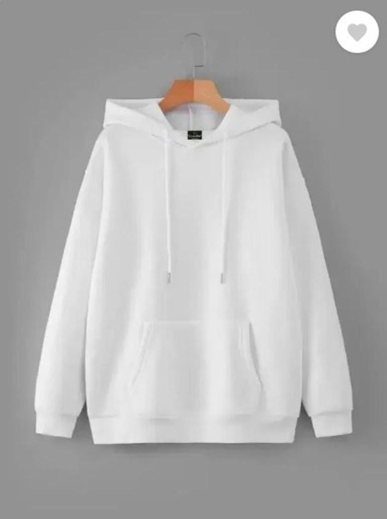 1 Pc Men's Fleece Plain Hoodie ( WHITE )